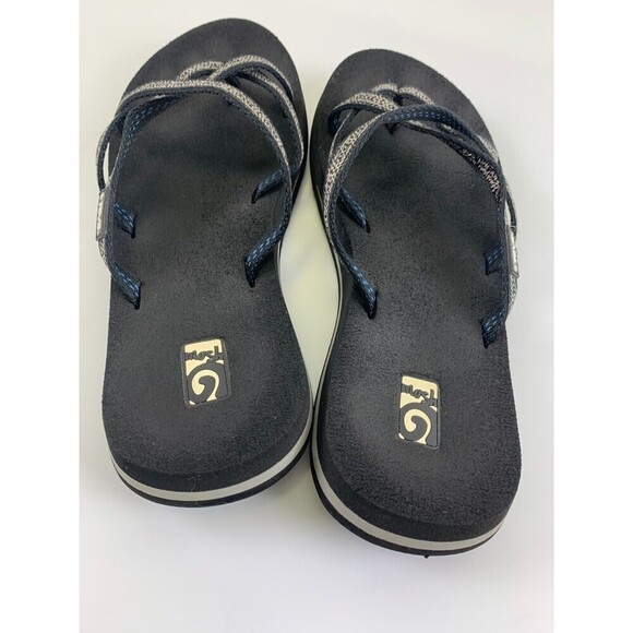 Teva Olowahu Mush Sandal 6840 Slip On Slide Strappy Black White Pattern Womens 9 - Picture 7 of 14